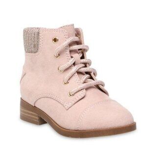 Wonder Nation Toddler Girl Size 3 Booties Sweater Cuff Pink Lace-Up Heeled Shoes